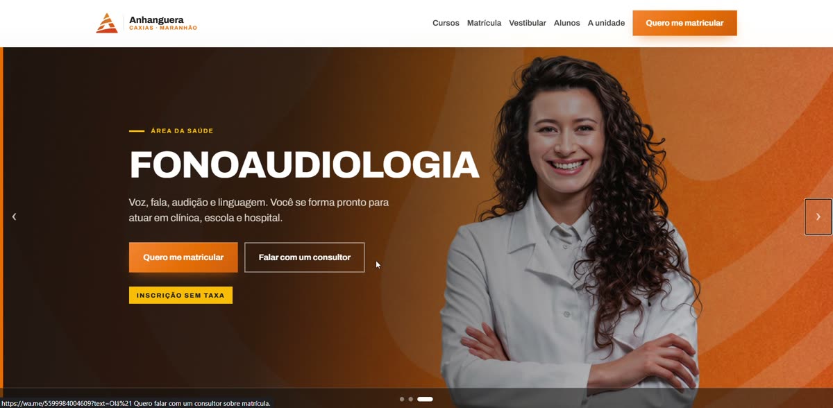 Tela do projeto Anhanguera Caxias